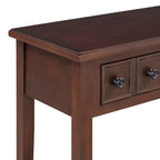 38.2-Inch Rustic Console Table with Open Shelf, 3 Drawers, and Rubber Wood Legs