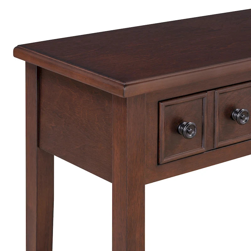 38.2-Inch Rustic Console Table with Open Shelf, 3 Drawers, and Rubber Wood Legs