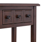 38.2-Inch Rustic Console Table with Open Shelf, 3 Drawers, and Rubber Wood Legs