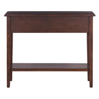 38.2-Inch Rustic Console Table with Open Shelf, 3 Drawers, and Rubber Wood Legs