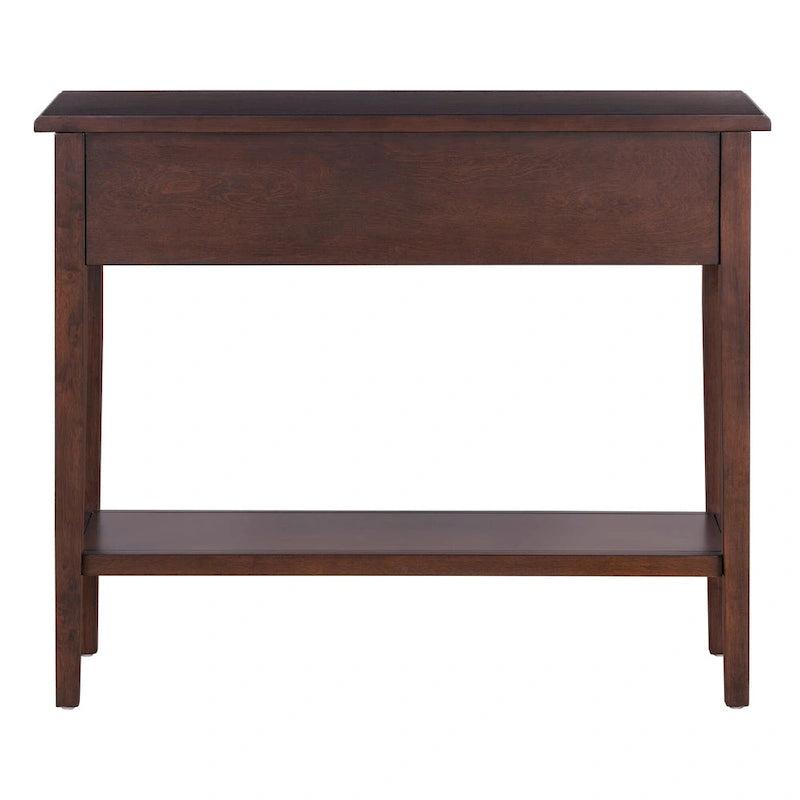 38.2-Inch Rustic Console Table with Open Shelf, 3 Drawers, and Rubber Wood Legs