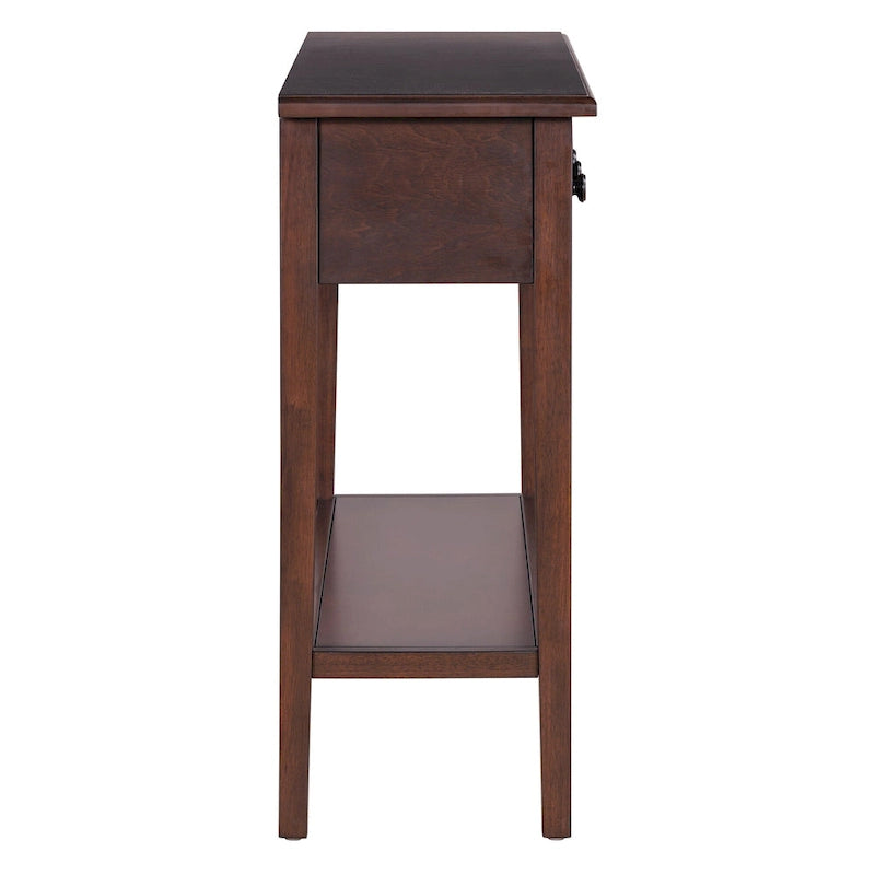 38.2-Inch Rustic Console Table with Open Shelf, 3 Drawers, and Rubber Wood Legs