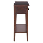 38.2-Inch Rustic Console Table with Open Shelf, 3 Drawers, and Rubber Wood Legs
