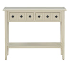 38.2-Inch Rustic Console Table with Open Shelf, 3 Drawers, and Rubber Wood Legs