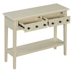 38.2-Inch Rustic Console Table with Open Shelf, 3 Drawers, and Rubber Wood Legs