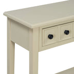 38.2-Inch Rustic Console Table with Open Shelf, 3 Drawers, and Rubber Wood Legs