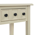 38.2-Inch Rustic Console Table with Open Shelf, 3 Drawers, and Rubber Wood Legs