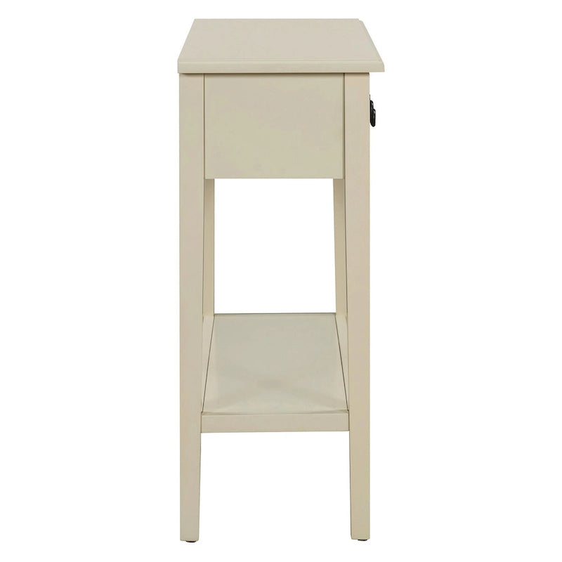 38.2-Inch Rustic Console Table with Open Shelf, 3 Drawers, and Rubber Wood Legs