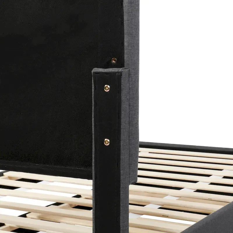 Twin Size Linen Upholstered Platform Bed Frame with Trundle and 3 Drawers