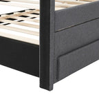 Twin Size Linen Upholstered Platform Bed Frame with Trundle and 3 Drawers