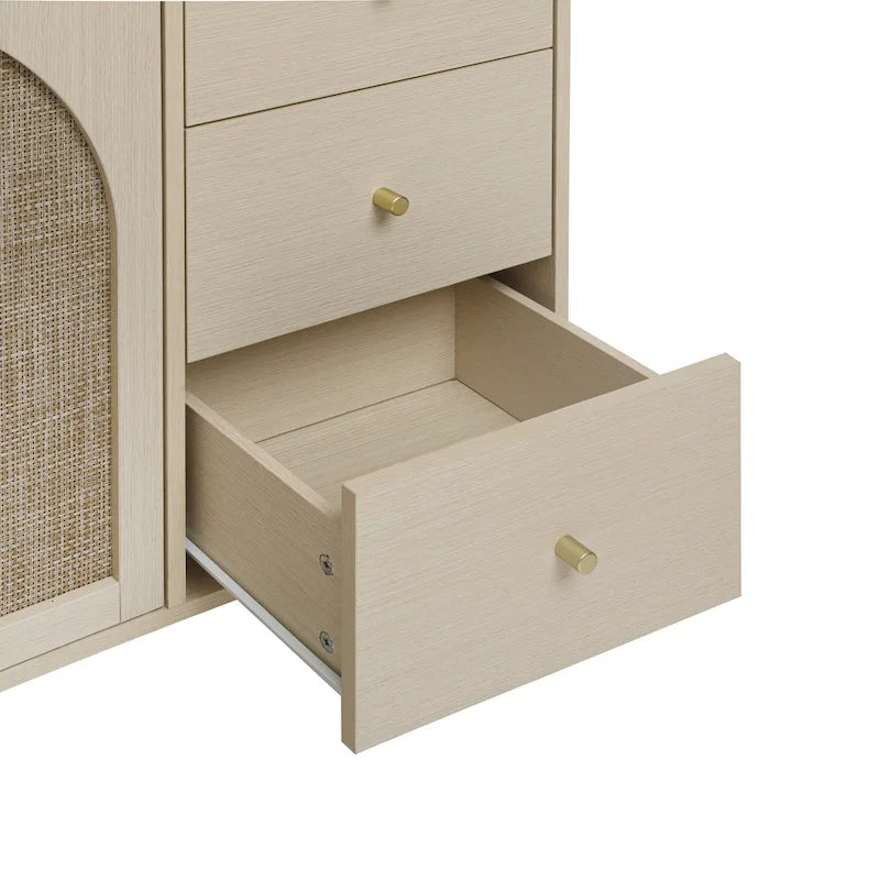 Modern 2-Door Storage Cabinet with 3 Drawers and Adjustable Shelves for Bedroom, Living Room, Study