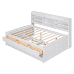 Full Pine Captain Bed with Shelves, Drawers & Trundle