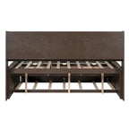 Full Pine Captain Bed with Shelves, Drawers & Trundle