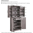 72 Garde-manger de cuisine de style campagnard, armoire de rangement avec portes coulissantes de grange - N/A