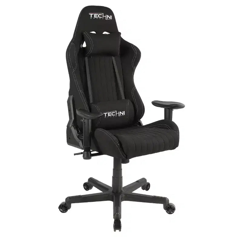 Fabric Ergonomic High Back Racer Style Video Gaming Chair Black - Techni Sport: Office, Swivel, Lumbar Support