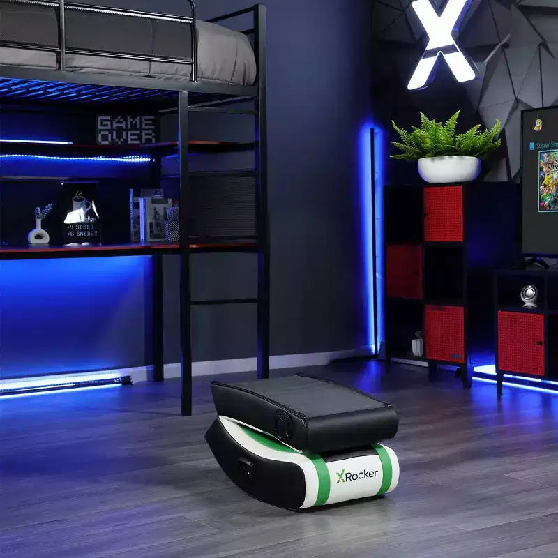 X Rocker Horizon Chaise de jeu au sol RVB LED Noir/Vert/Blanc