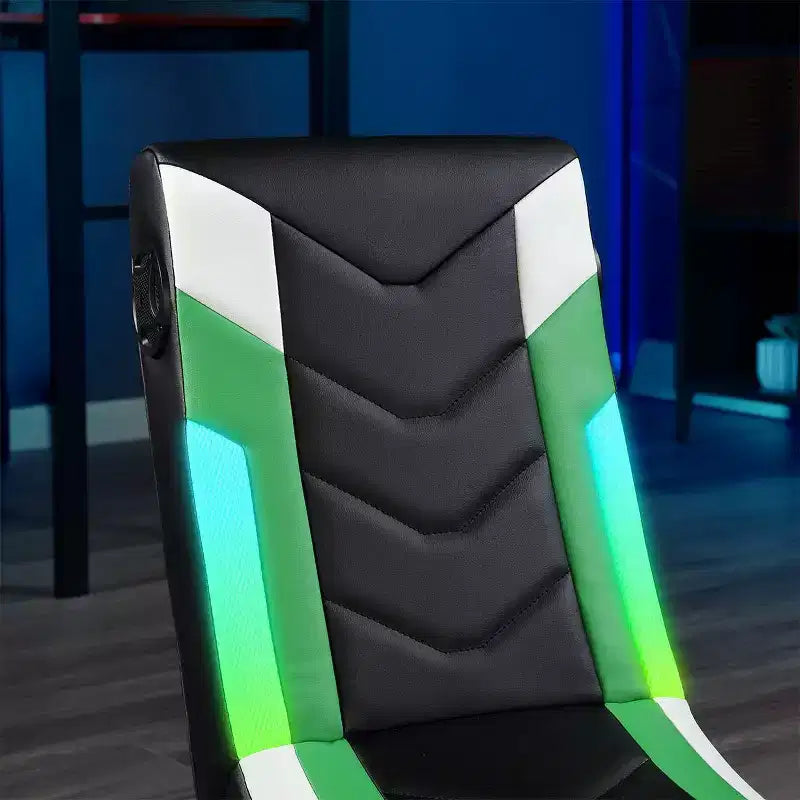 X Rocker Horizon Chaise de jeu au sol RVB LED Noir/Vert/Blanc