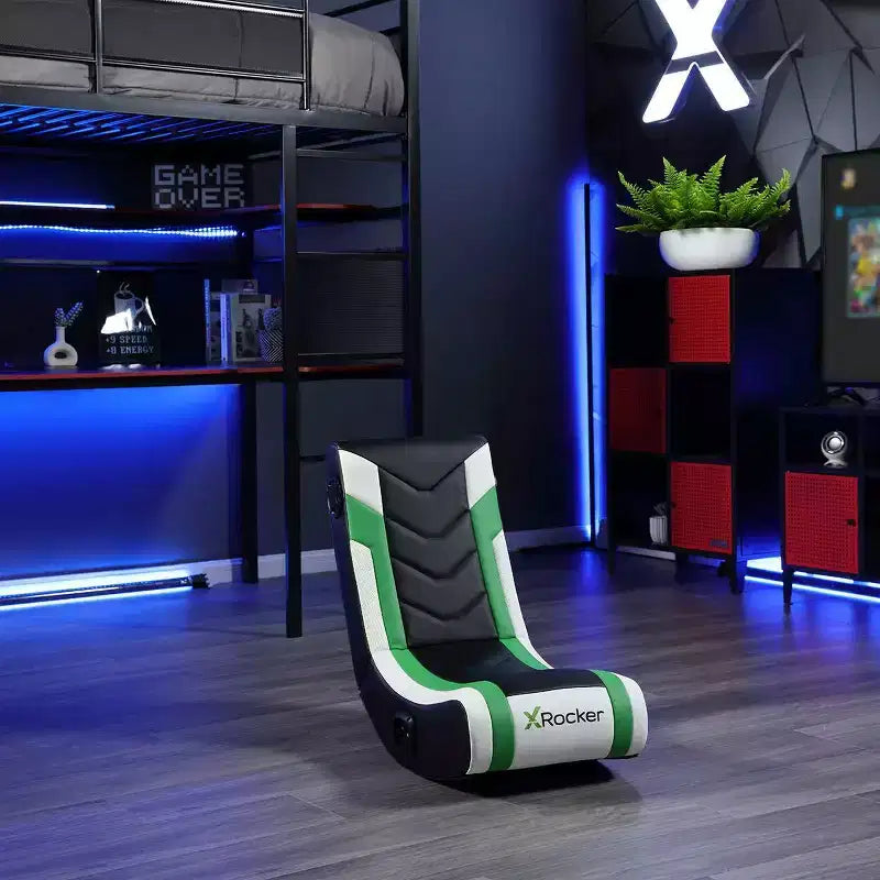 X Rocker Horizon Chaise de jeu au sol RVB LED Noir/Vert/Blanc