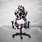Ts85 Cow Print Luxx Series Gaming Chair Cow - Techni Sport: Velvet Upholstery, Memory Foam, Adjustable