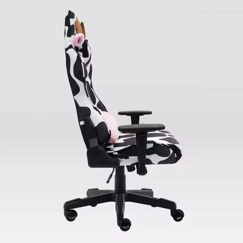 Ts85 Cow Print Luxx Series Gaming Chair Cow - Techni Sport: Velvet Upholstery, Memory Foam, Adjustable