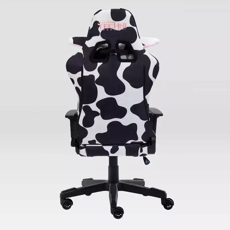 Ts85 Cow Print Luxx Series Gaming Chair Cow - Techni Sport: Velvet Upholstery, Memory Foam, Adjustable