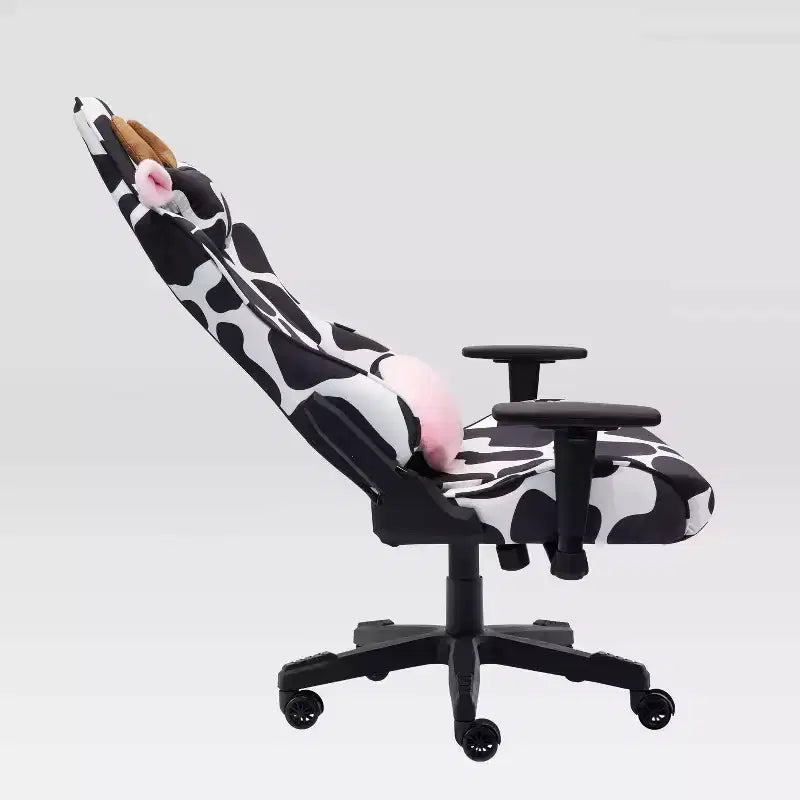 Ts85 Cow Print Luxx Series Gaming Chair Cow - Techni Sport: Velvet Upholstery, Memory Foam, Adjustable