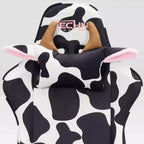 Ts85 Cow Print Luxx Series Gaming Chair Cow - Techni Sport: Velvet Upholstery, Memory Foam, Adjustable
