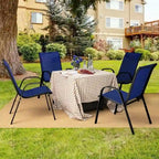 Lot de 4 chaises de salle à manger empilables avec accoudoirs pour patio - 73,7 x 54,6 x 90,2 cm (L x l x H)