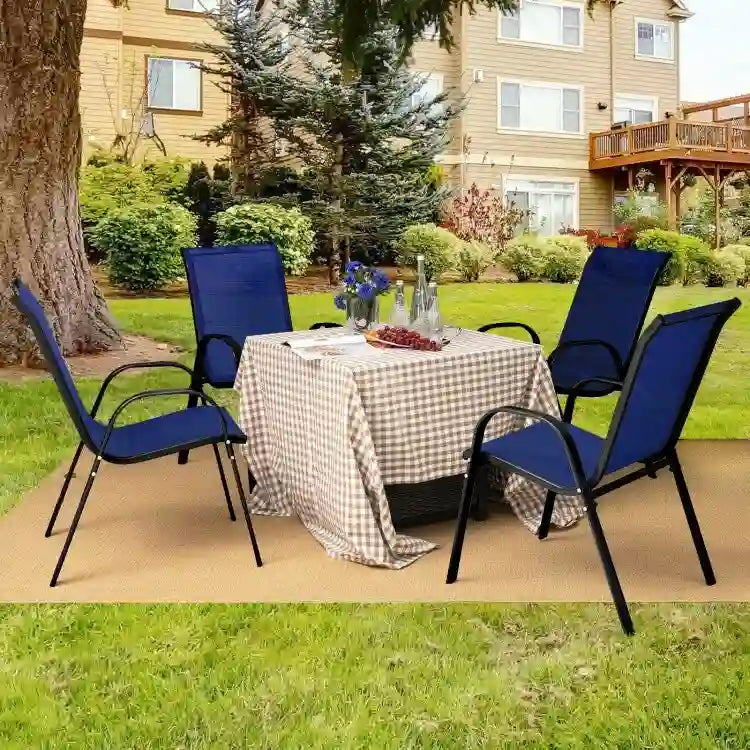Lot de 4 chaises de salle à manger empilables avec accoudoirs pour patio - 73,7 x 54,6 x 90,2 cm (L x l x H)