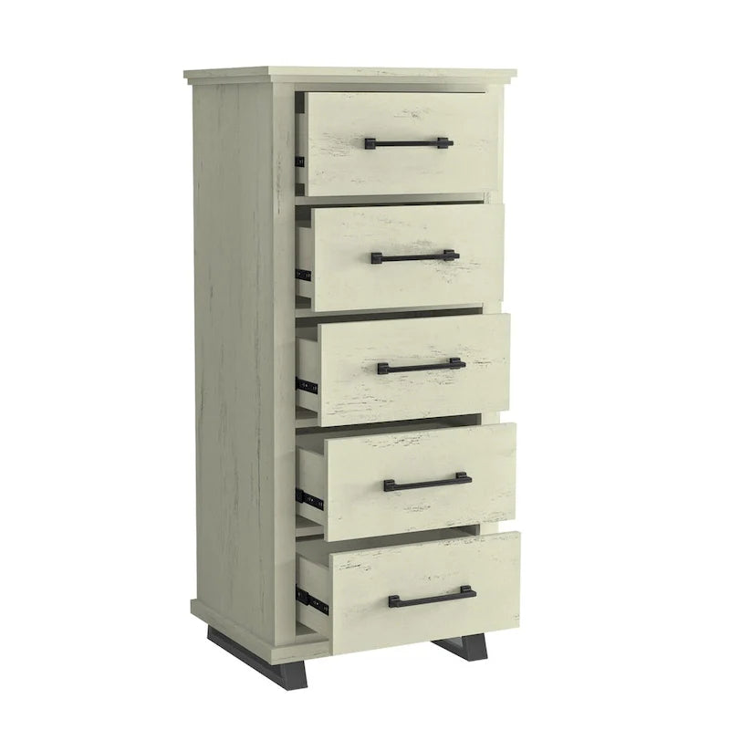 Ensemble de chambre à coucher 4 pièces Farmhouse - 2 tables de chevet, 1 commode et 1 chiffonnier