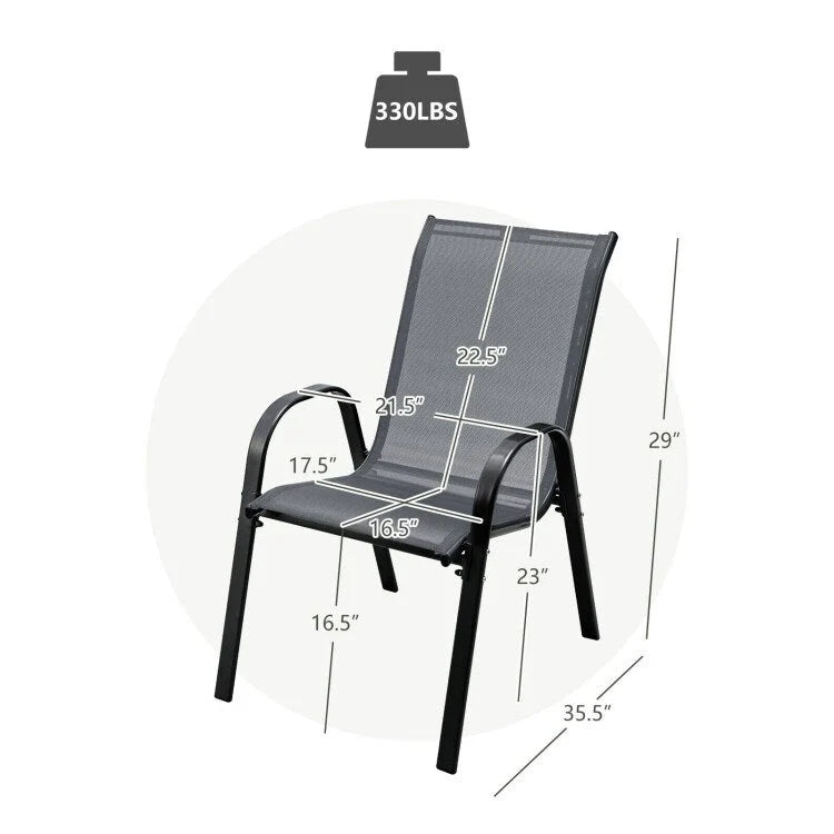 Lot de 4 chaises de salle à manger empilables avec accoudoirs pour patio - 73,7 x 54,6 x 90,2 cm (L x l x H)