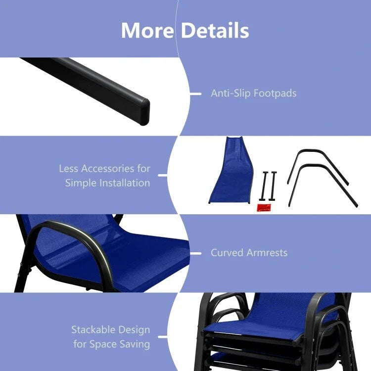 Lot de 4 chaises de salle à manger empilables avec accoudoirs pour patio - 73,7 x 54,6 x 90,2 cm (L x l x H)
