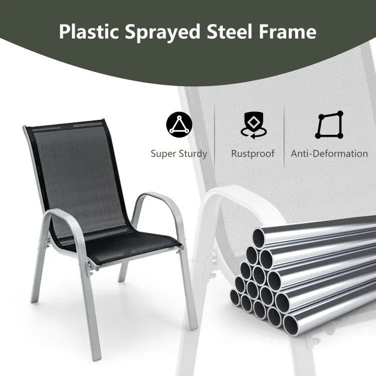 Lot de 4 chaises de salle à manger empilables avec accoudoirs pour patio - 73,7 x 54,6 x 90,2 cm (L x l x H)
