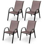 Lot de 4 chaises de salle à manger empilables avec accoudoirs pour patio - 73,7 x 54,6 x 90,2 cm (L x l x H)