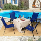 Lot de 4 chaises de salle à manger empilables avec accoudoirs pour patio - 73,7 x 54,6 x 90,2 cm (L x l x H)
