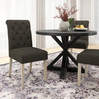 Ensemble de salle à manger 5 pièces, ensemble de meubles de cuisine en bois, table ronde avec piètement central en croix et 4 chaises capitonnées