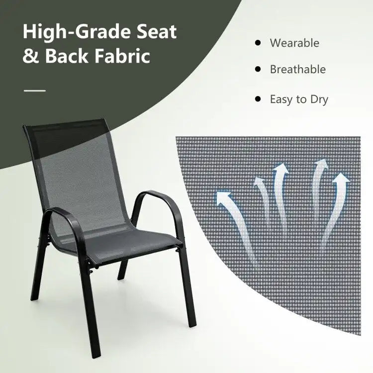 Lot de 4 chaises de salle à manger empilables avec accoudoirs pour patio - 73,7 x 54,6 x 90,2 cm (L x l x H)
