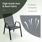 Lot de 4 chaises de salle à manger empilables avec accoudoirs pour patio - 73,7 x 54,6 x 90,2 cm (L x l x H)
