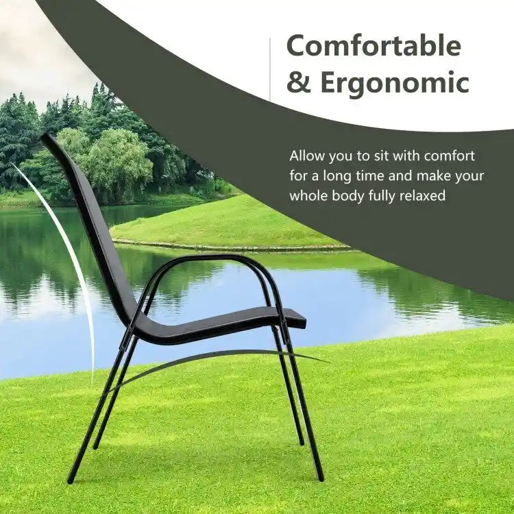Lot de 4 chaises de salle à manger empilables avec accoudoirs pour patio - 73,7 x 54,6 x 90,2 cm (L x l x H)