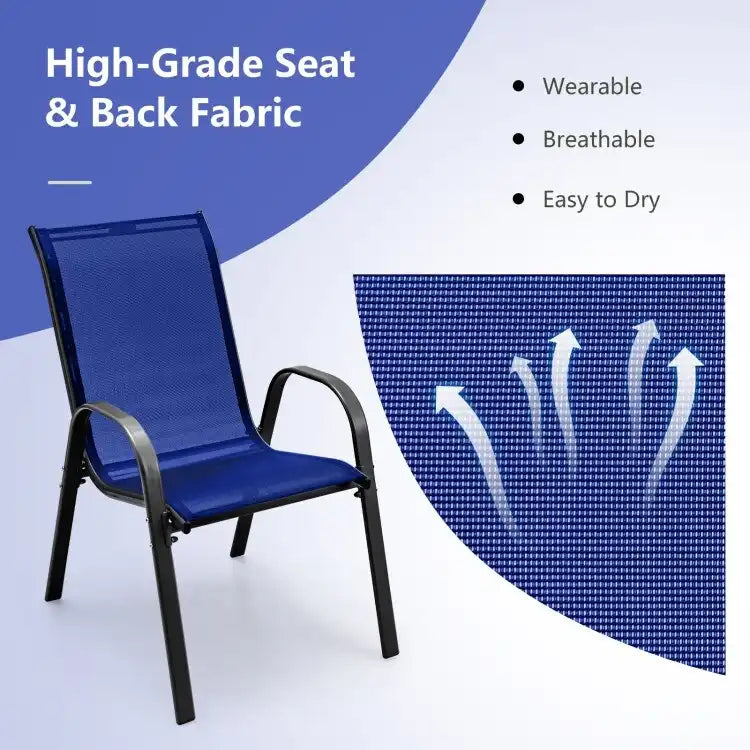 Lot de 4 chaises de salle à manger empilables avec accoudoirs pour patio - 73,7 x 54,6 x 90,2 cm (L x l x H)