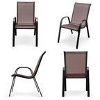 Lot de 4 chaises de salle à manger empilables avec accoudoirs pour patio - 73,7 x 54,6 x 90,2 cm (L x l x H)