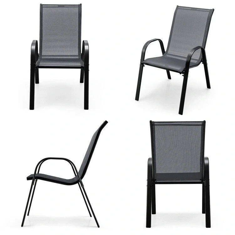 Lot de 4 chaises de salle à manger empilables avec accoudoirs pour patio - 73,7 x 54,6 x 90,2 cm (L x l x H)