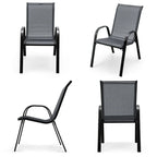 Lot de 4 chaises de salle à manger empilables avec accoudoirs pour patio - 73,7 x 54,6 x 90,2 cm (L x l x H)