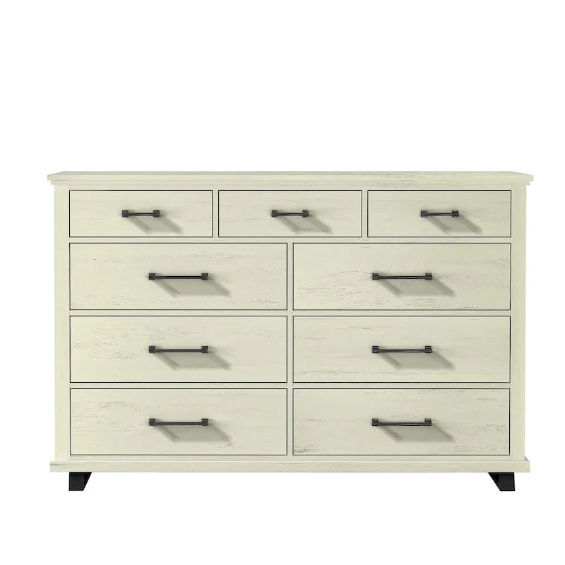 Ensemble de chambre à coucher 4 pièces Farmhouse - 2 tables de chevet, 1 commode et 1 chiffonnier