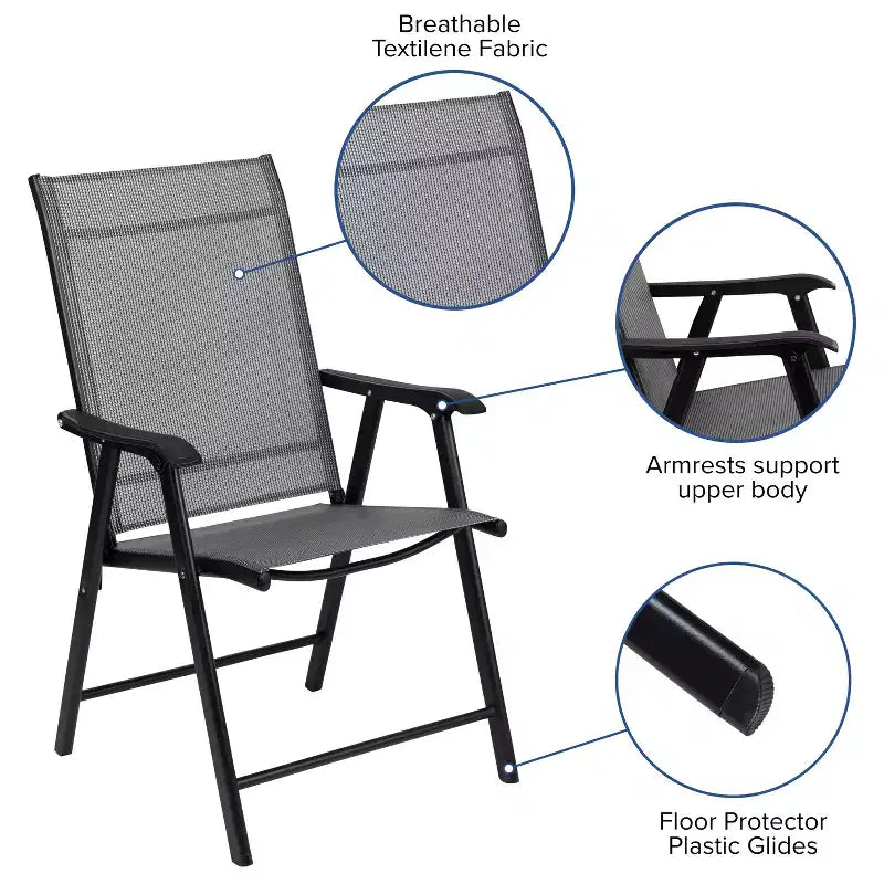 Chaise de patio pliante d'extérieur Flash Furniture noire (lot de 2)