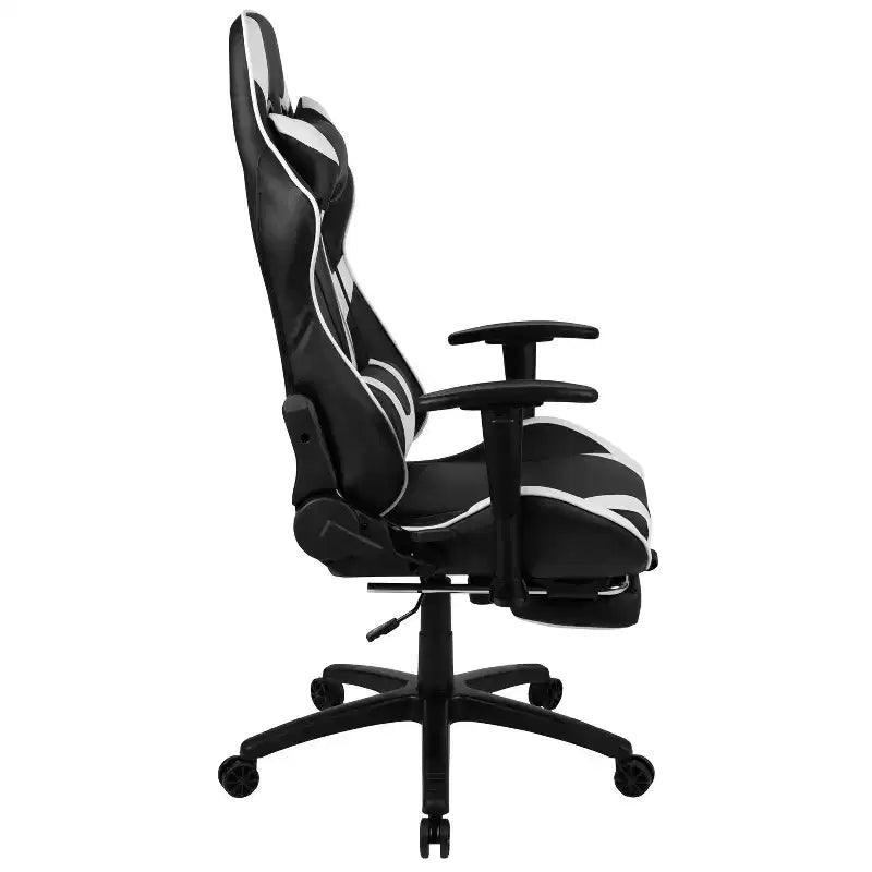 Emma and Oliver Racing Gaming Ergonomic Chair with Reclining Back, Footrest in Red LeatherSoft