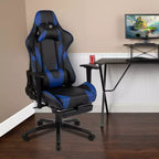 Emma and Oliver Racing Gaming Ergonomic Chair with Reclining Back, Footrest in Red LeatherSoft