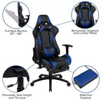 Emma and Oliver Racing Gaming Ergonomic Chair with Reclining Back, Footrest in Red LeatherSoft
