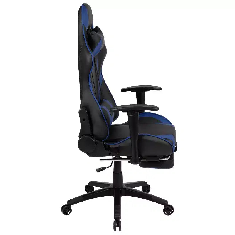 Emma and Oliver Racing Gaming Ergonomic Chair with Reclining Back, Footrest in Red LeatherSoft