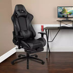 Emma and Oliver Racing Gaming Ergonomic Chair with Reclining Back, Footrest in Red LeatherSoft